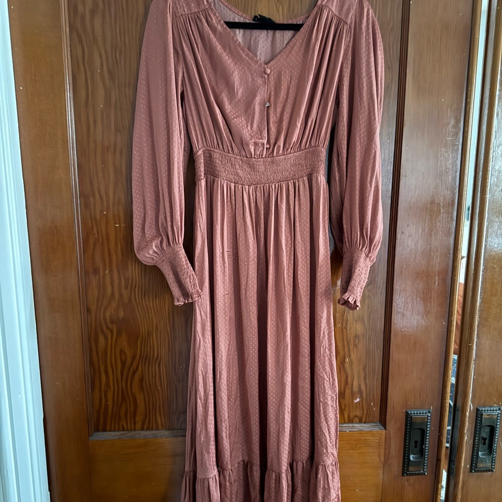 Chic Long Sleeve Maxi Dress in Terracotta